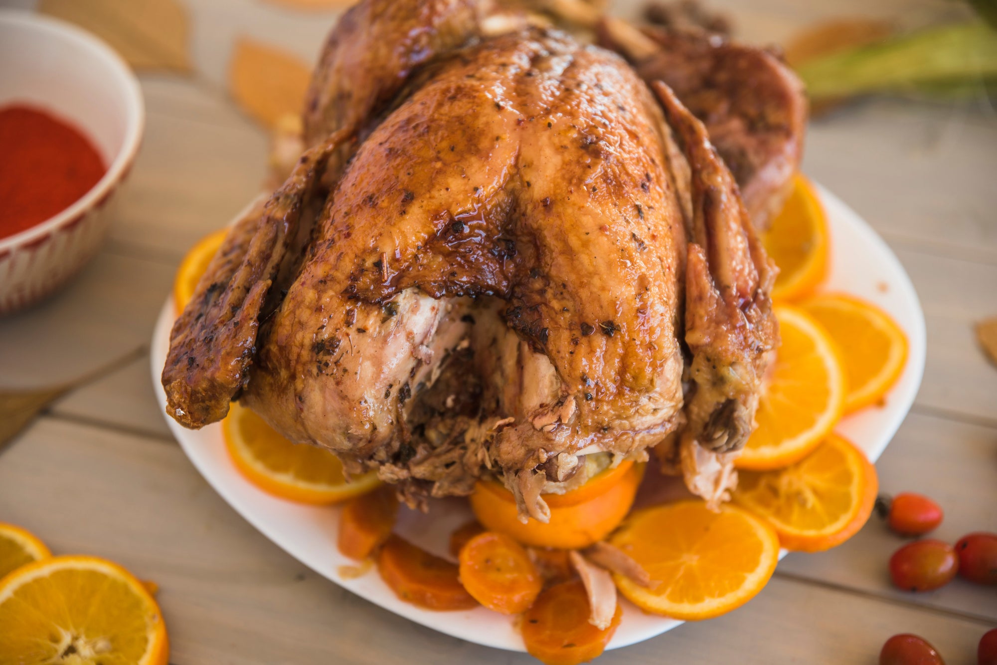 Orange Stuffed Smoked Chicken