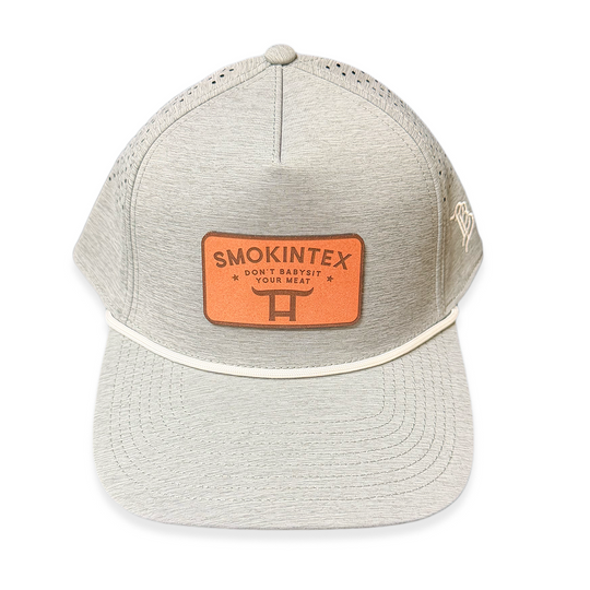 SmokinTex Gray Leather Patch Hat